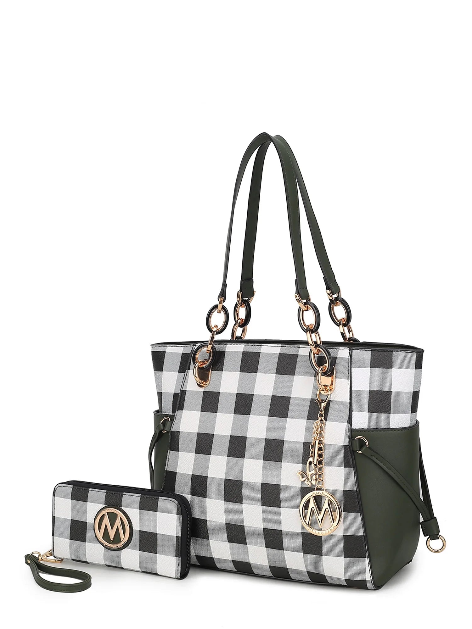 Checkered Tote Handbag with Wallet Z569574