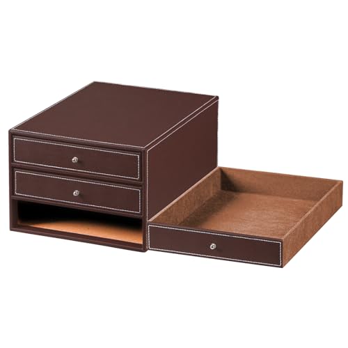 PU Leather 3 Drawer Desk Organizer U8157