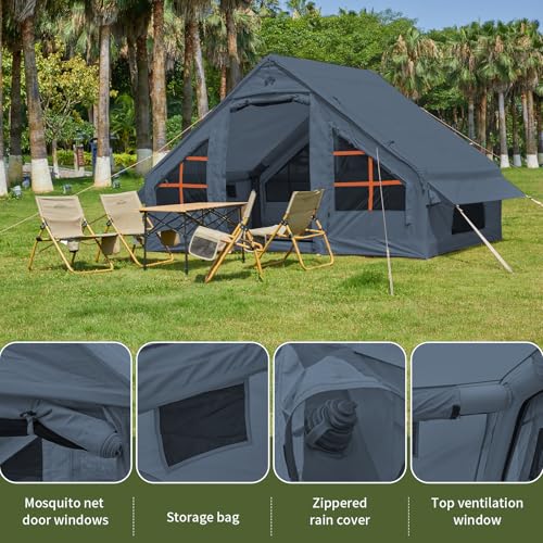 Inflatable Tent with Pump, 4-6 Person Instant Camping Tents, Waterproof with Mesh Windows X1517
