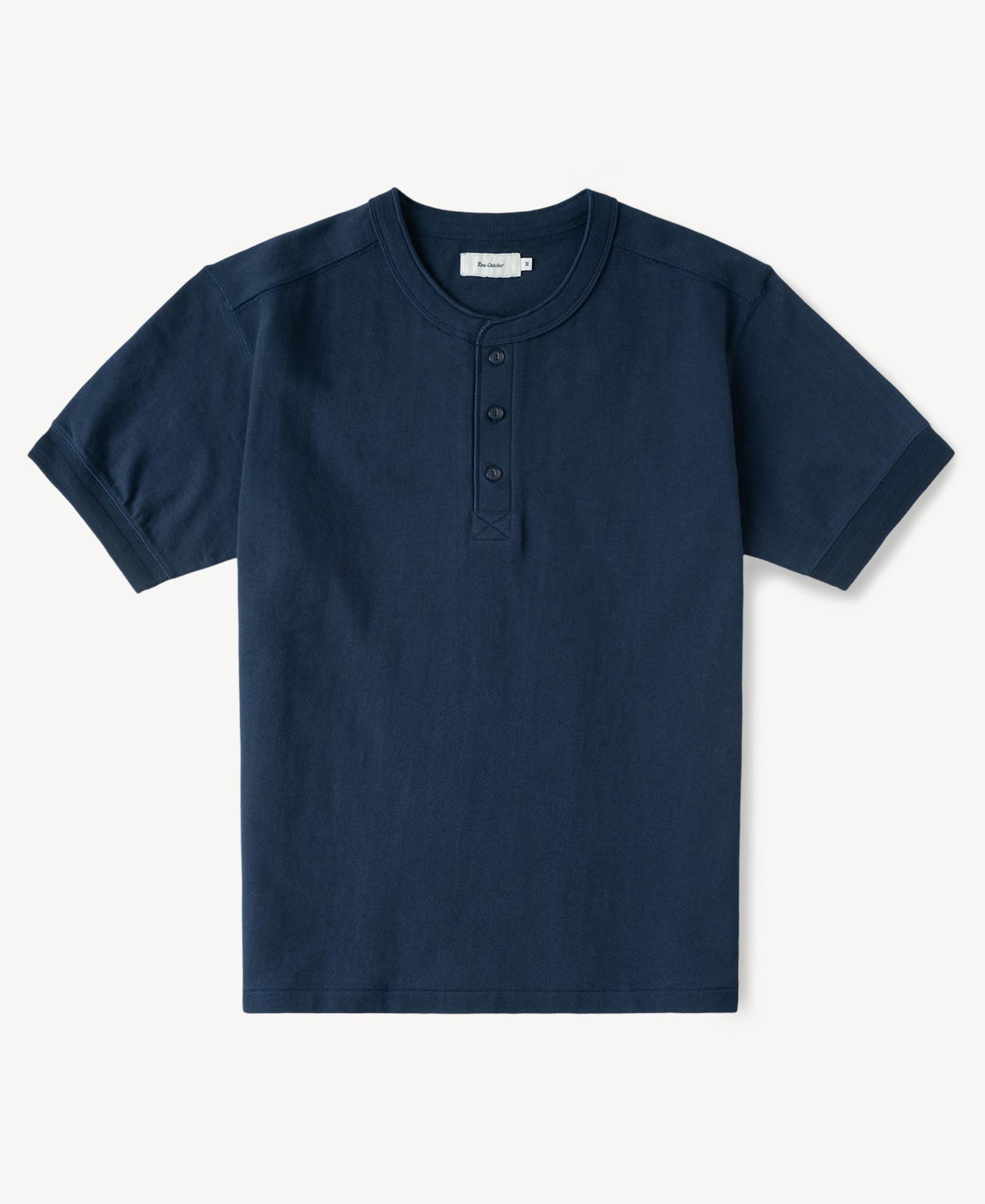 Heavyweight Cotton Tubular Short-Sleeve Henley Shirt