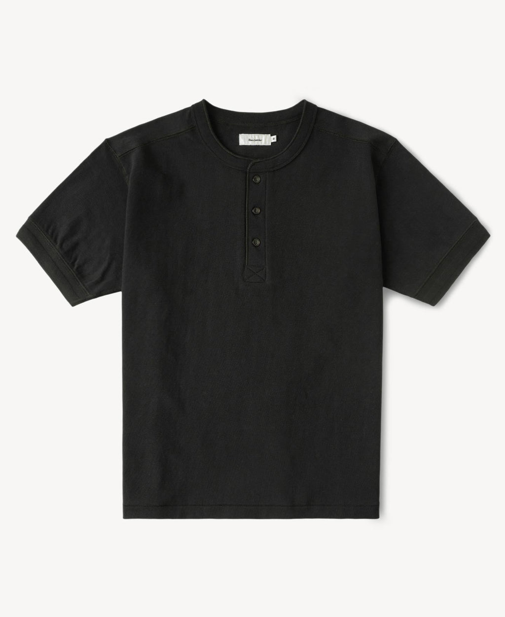Heavyweight Cotton Tubular Short-Sleeve Henley Shirt