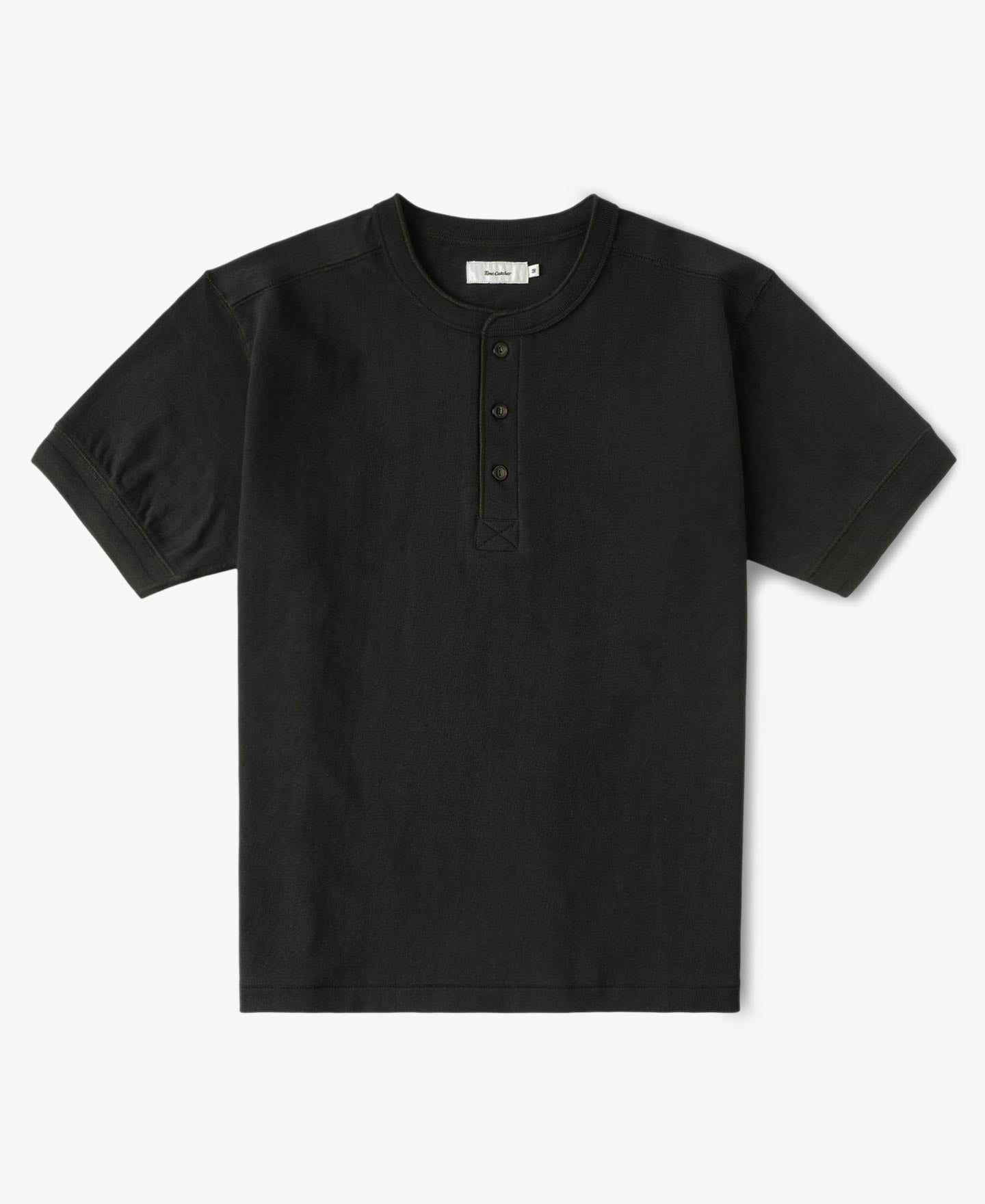 Heavyweight Cotton Tubular Short-Sleeve Henley Shirt