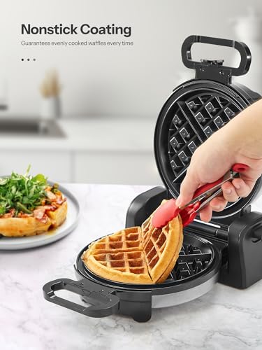 Double Belgian Waffle Maker 180°Flip Nonstick Stainless Steel Y855259
