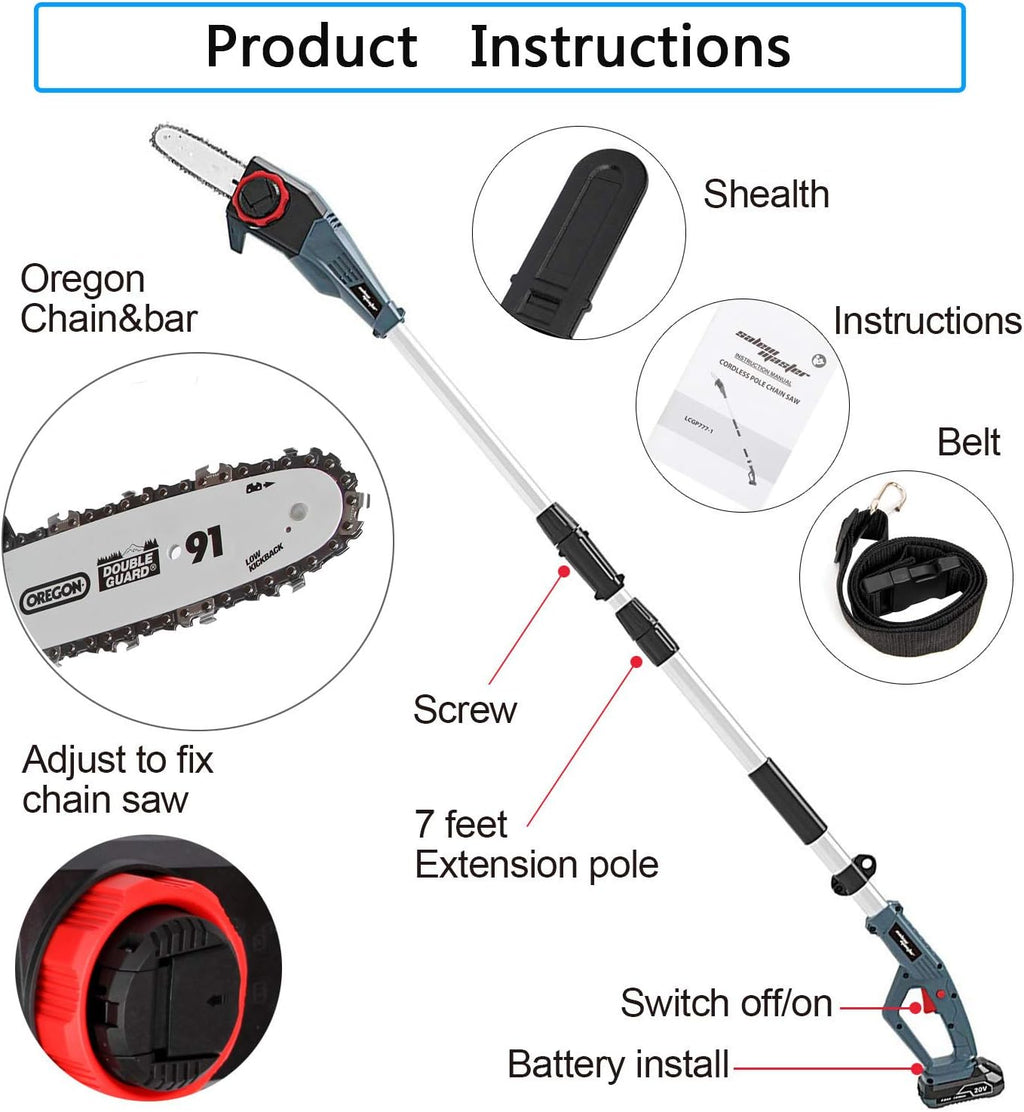 8-Inch Electric Telescopic Pole Chain Saw I331201