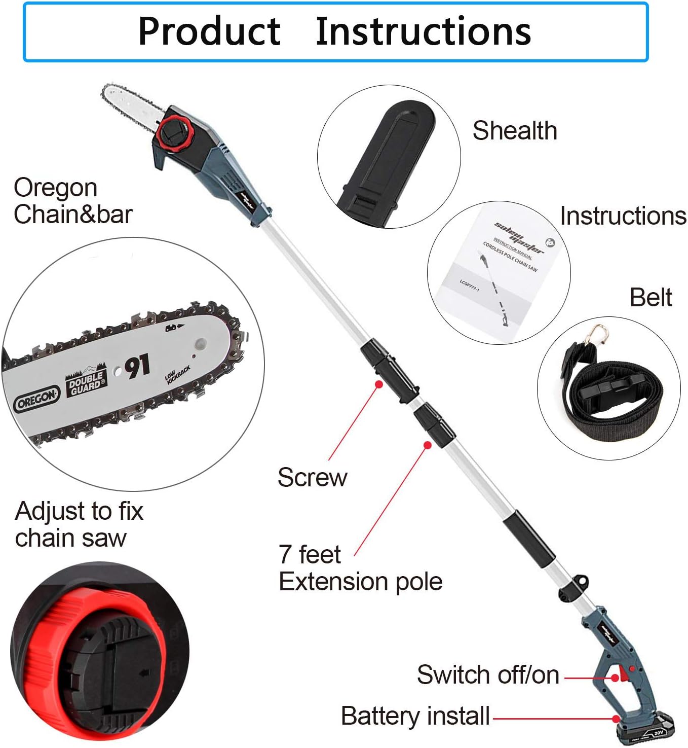8-Inch Electric Telescopic Pole Chain Saw I331201