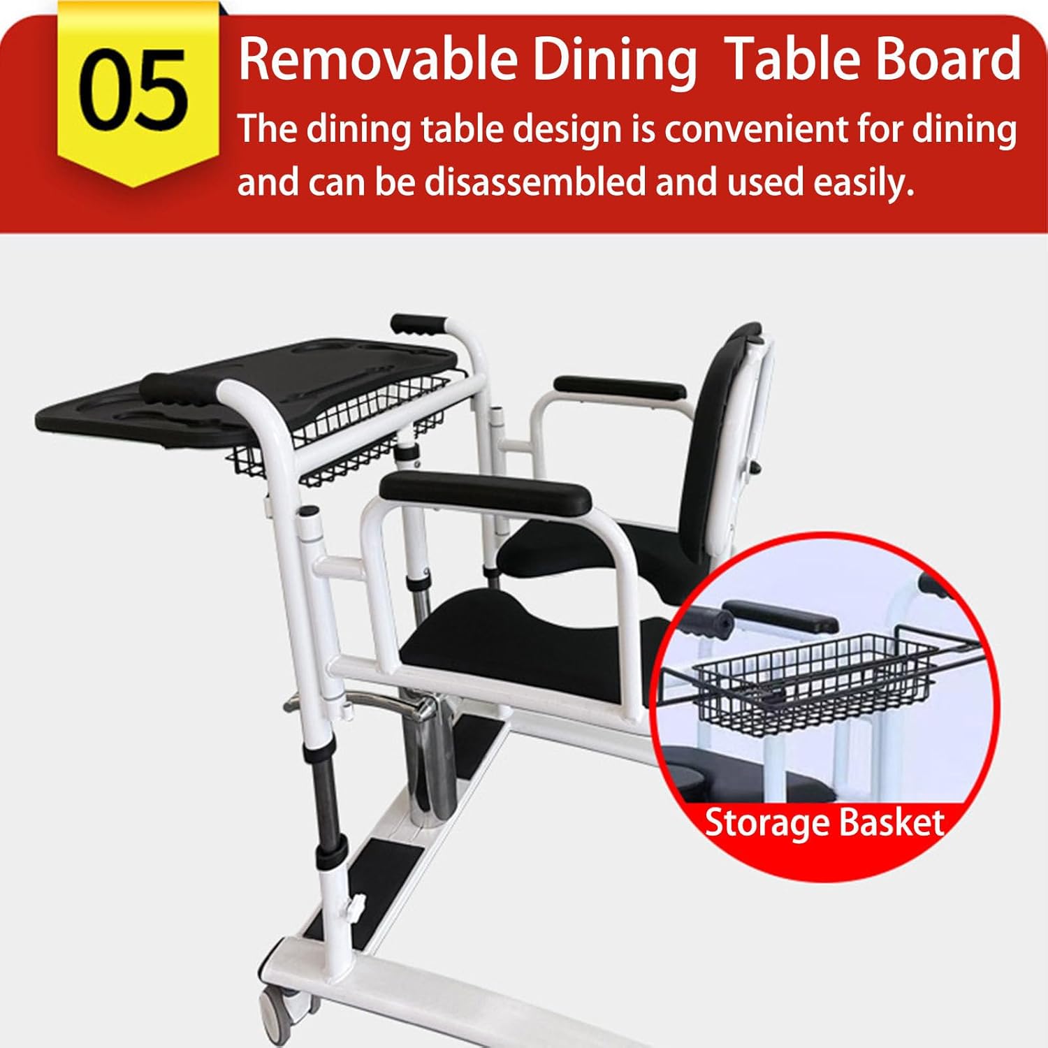 Hydraulic Patient Lift Transfer Chair with 180° Split Seat, Load 440 Lbs. R42715