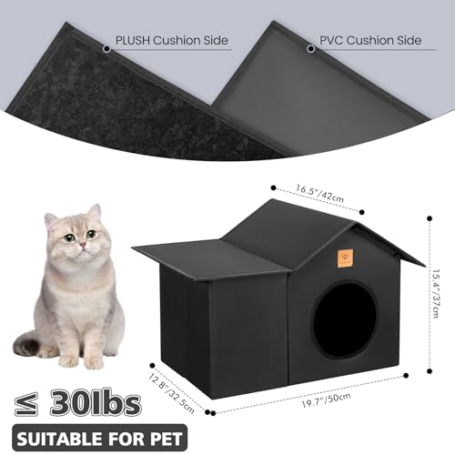 Weatherproof Insulated Outdoor Cat House with Oxford Fabric S3444