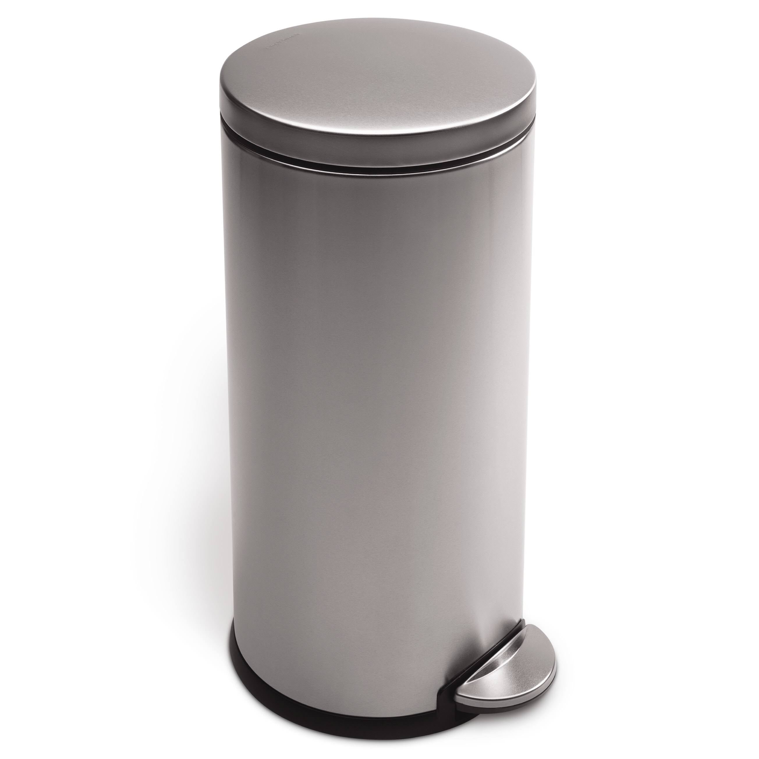 30L Brushed Stainless Steel Step Trash Can O6948