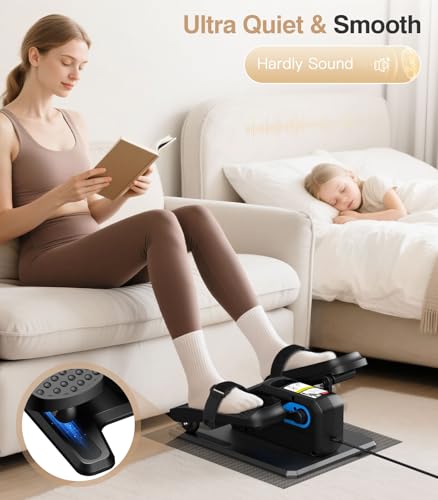 Under Desk Elliptical Machine, Electric Leg Exerciser with Remoter, 12 Manual Adjustable Speed and 3 Automatic Speed, Portable Seated Pedal Exerciser J9455