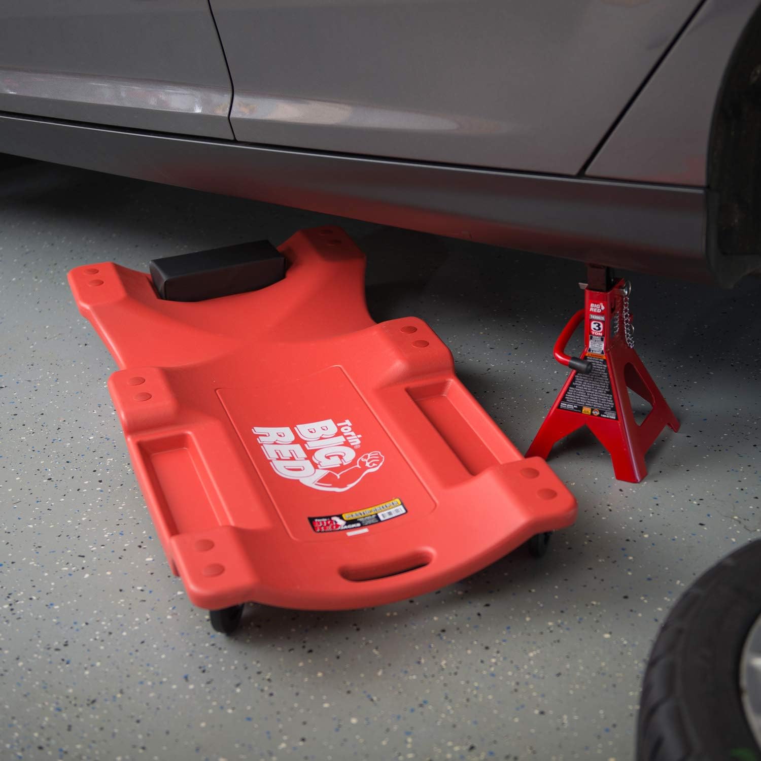 40" Plastic Rolling Garage Creeper with Padded Headrest and 6 Casters, Pack of 2 X5396