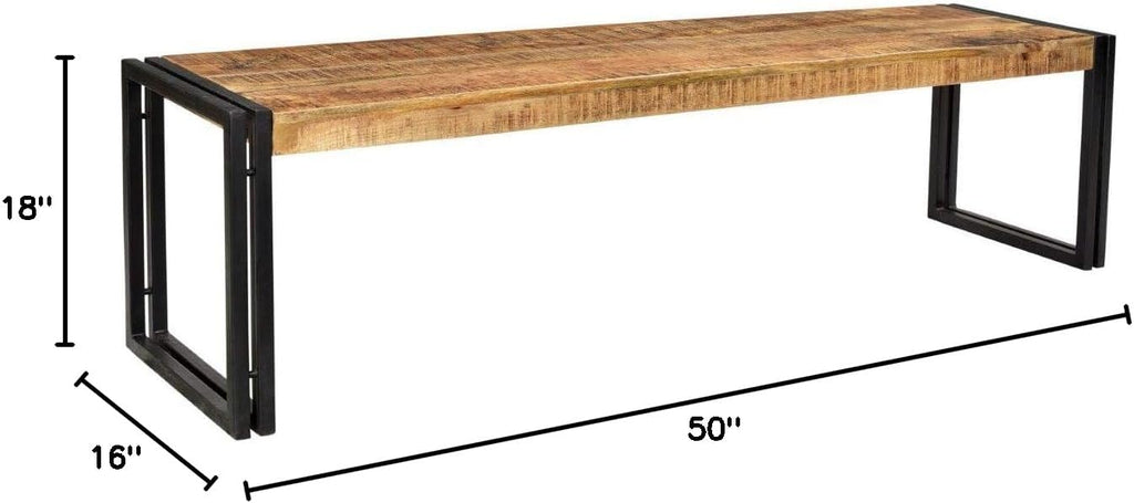 Reclaimed Wood and Metal Bench, 50-Inch H1558