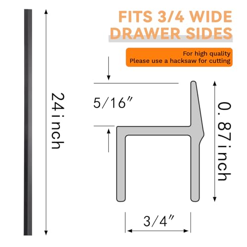 4 Pieces Black PVC Hanging File Rails 24 Inch Long R371