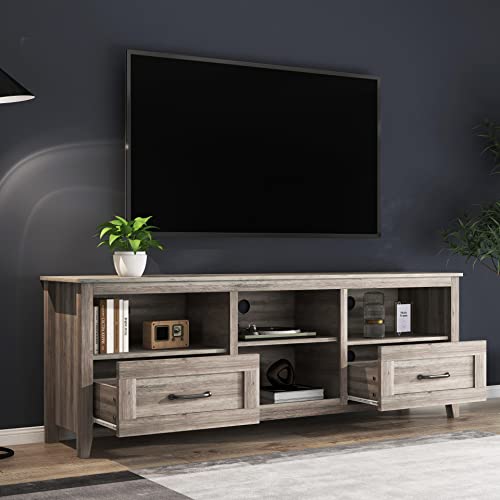 70" Wood TV Stand with 2 Drawers and 4 Storage Compartments U324