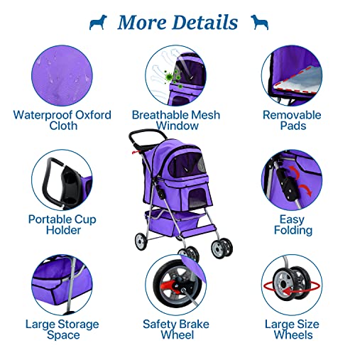 Black Double Pet Stroller with Wheels W407