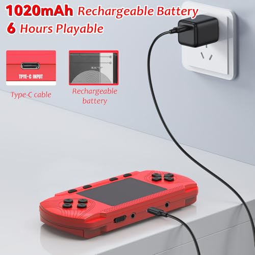 Handheld Game Console with 258 Video Games & 3 Cartridges, 3.0'' Screen V442