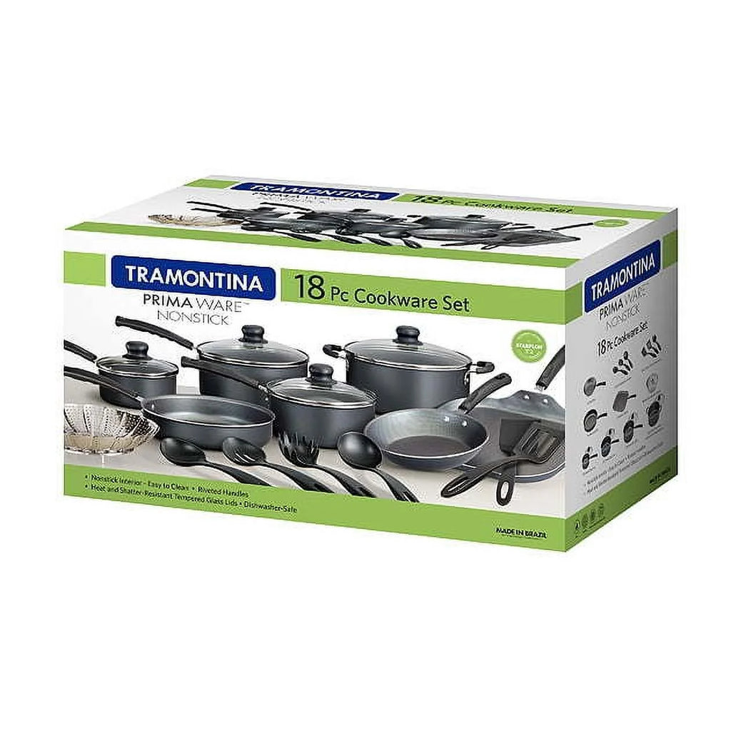 18 Piece Non-stick Steel Gray Cookware Set C9013