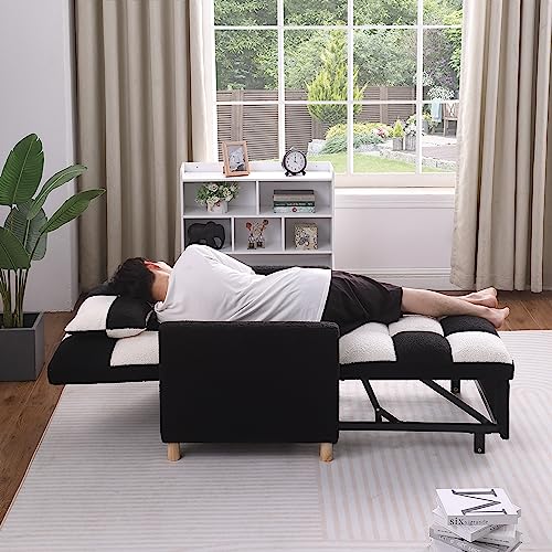 Adjustable Velvet Sleeper Sofa Chair Bed with Pillow V8455