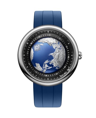 Blue Planet Mechanical Automatic Watch with Stainless Steel Case D4887