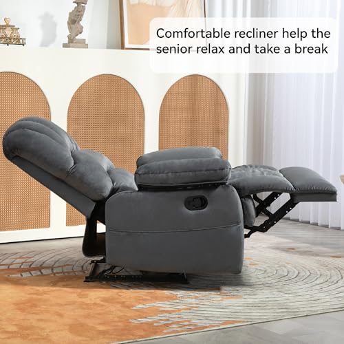 Oversized Fabric Recliner Chair with Footrest (Yellow) S182