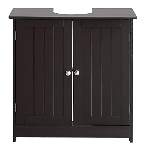Pedestal Under Sink Storage Bathroom Vanity with 2 Doors Bathroom Cabinet 23 5/8" x 11 7/16" x 23 5/8" (Espresso) P479522