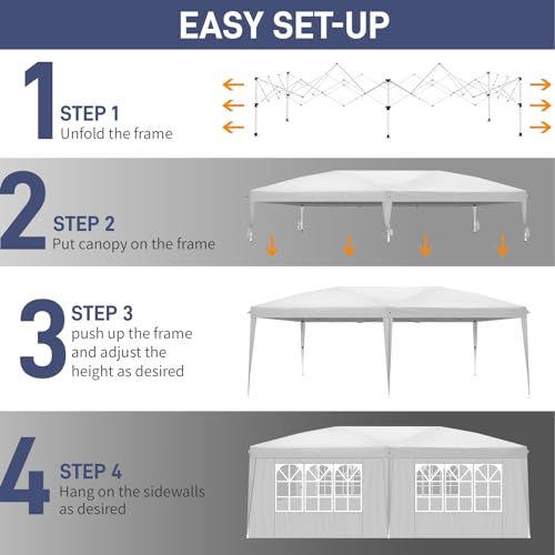 10x20ft Pop Up Canopy Tent with 6 SideWalls (Black) M35657
