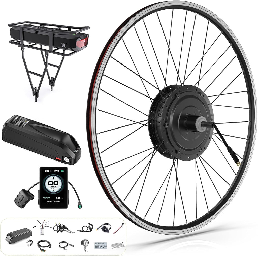 48V 500W Rear Hub Motor Kit Electric Bicycle Conversion Kit 26" Wheel with 860C Display E61370