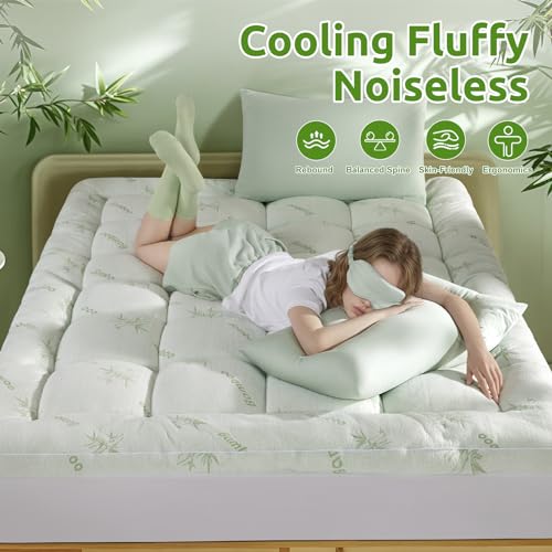 Queen Mattress Topper, Extra Thick 1100 GSM Down Alternative Fill, Cooling Pillow Top Mattress Cover with 8-21" Deep Pocket W581
