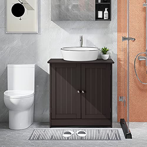 Pedestal Under Sink Storage Bathroom Vanity with 2 Doors Bathroom Cabinet 23 5/8" x 11 7/16" x 23 5/8" (Espresso) P479522