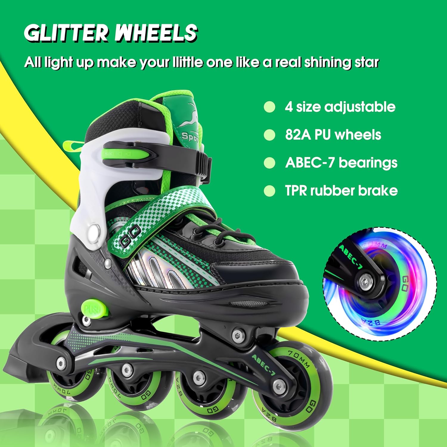 Adjustable Inline Skates with Full Light Up Wheels A366