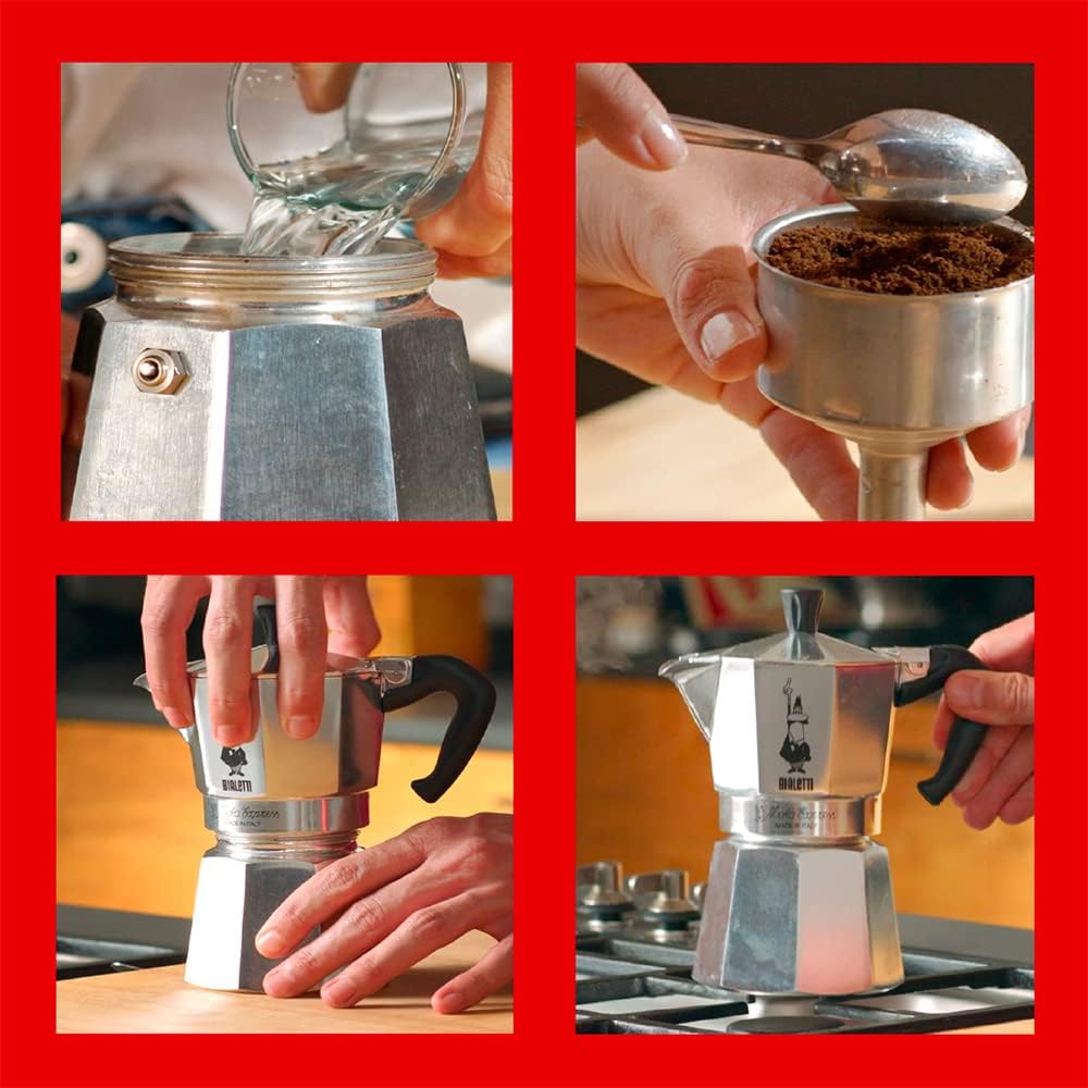 3 Cups (4.4 Oz - 130 Ml) Aluminium Stovetop Espresso Maker J199