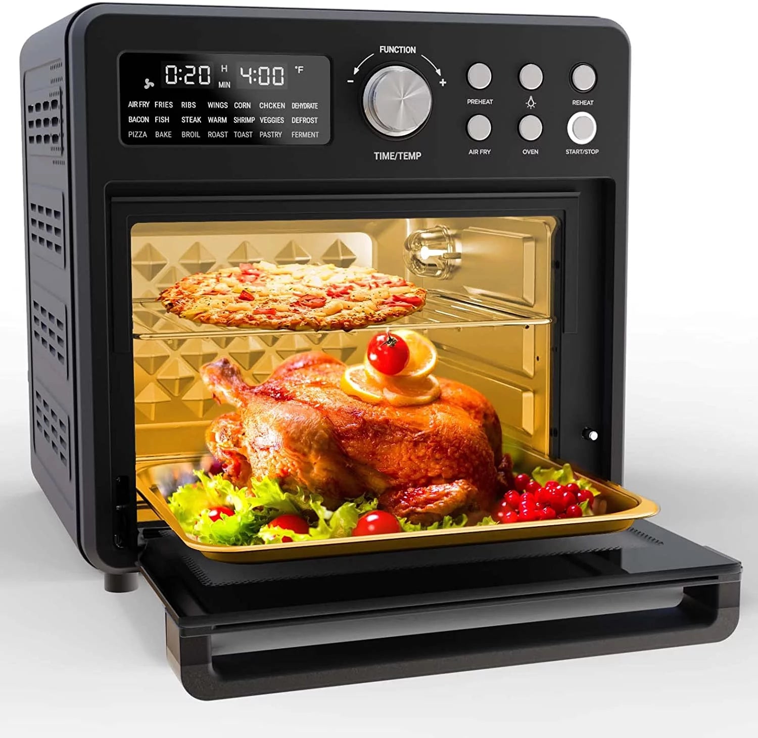 16 Quart 21-in-1 Air Fryer Toaster Oven Combo, 1600W, Black S379