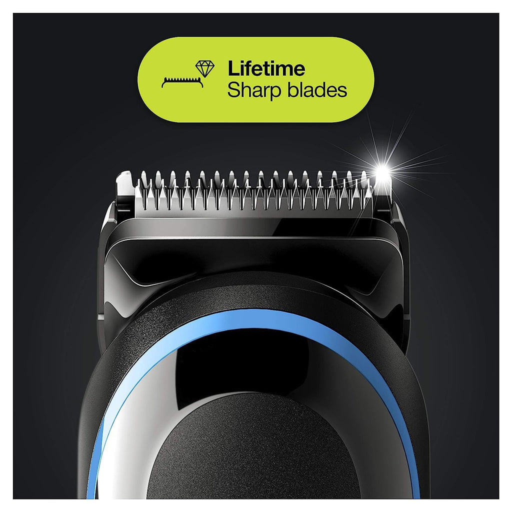 9-in-1 Hair Clippers, Beard, Ear and Nose Trimmer, Cordless & Rechargeable, Black/Blue Y2003