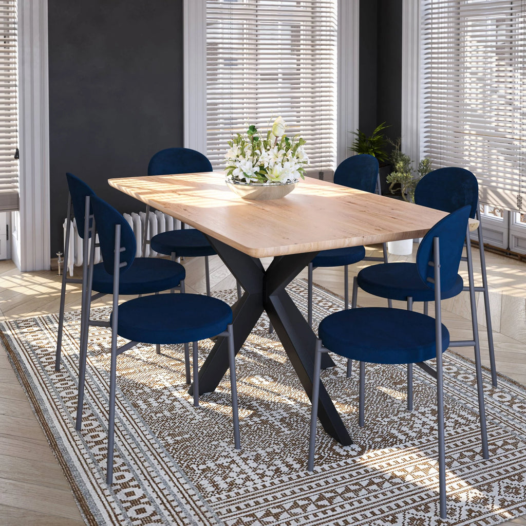 Navy Blue Velvet Dining Chair Set of 4 R44871