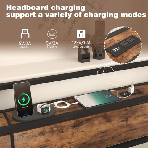 Queen Size LED Headboard with Storage and USB R694