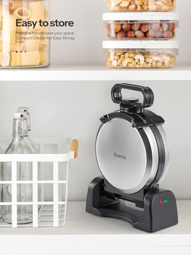 Double Belgian Waffle Maker 180°Flip Nonstick Stainless Steel Y855259