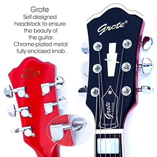 Full Scale Semi-Hollow Body Electric Guitar Stainless Steel Frets Red F219