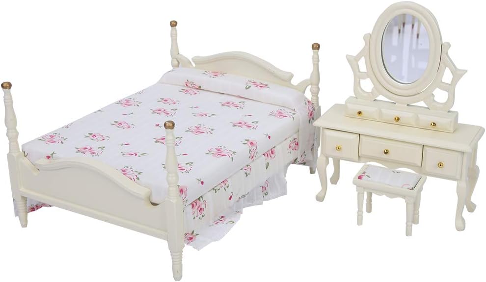 Wood Miniature Bedroom Set for Dollhouse H228