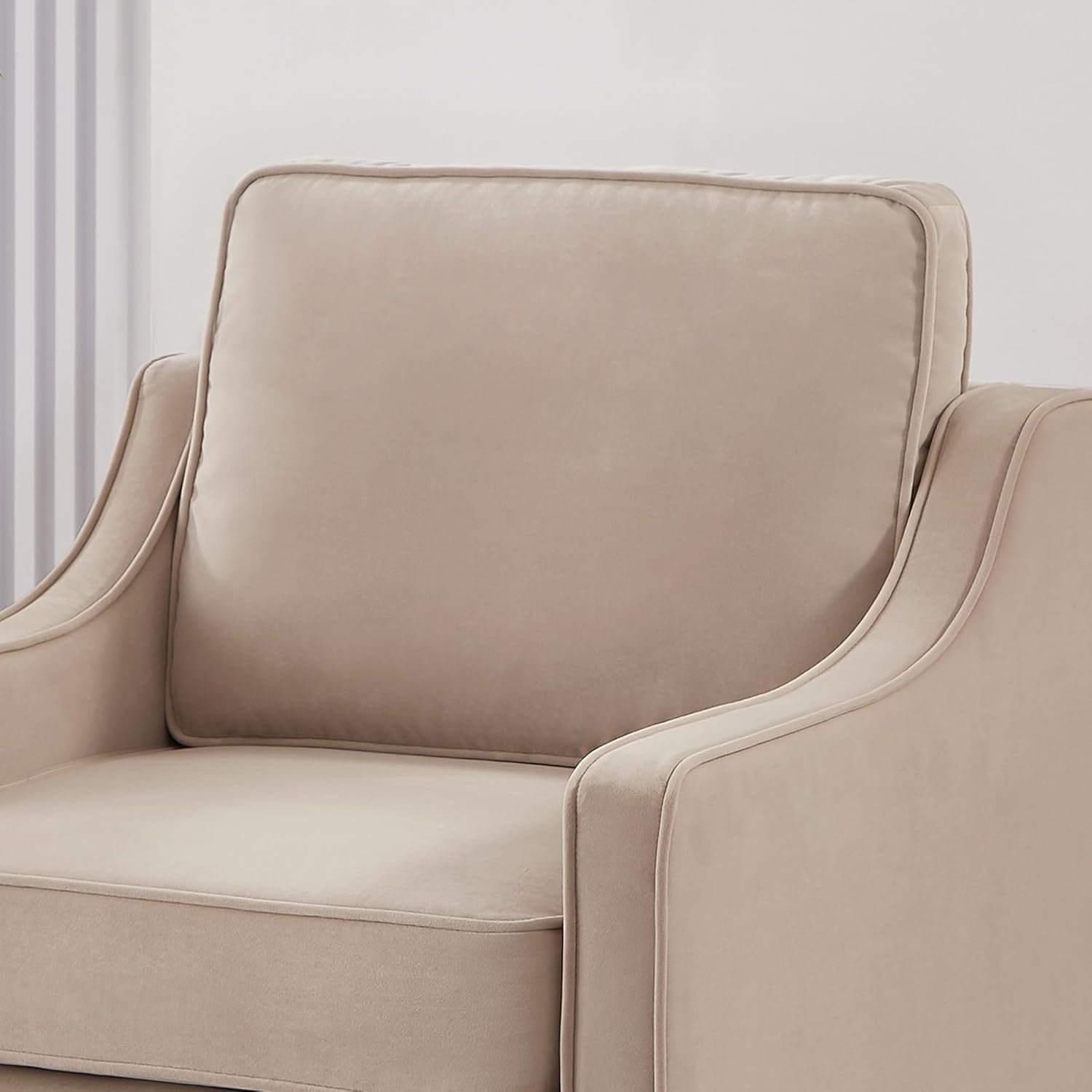 Taupe Velvet Accent Chair with Wooden Legs O731711