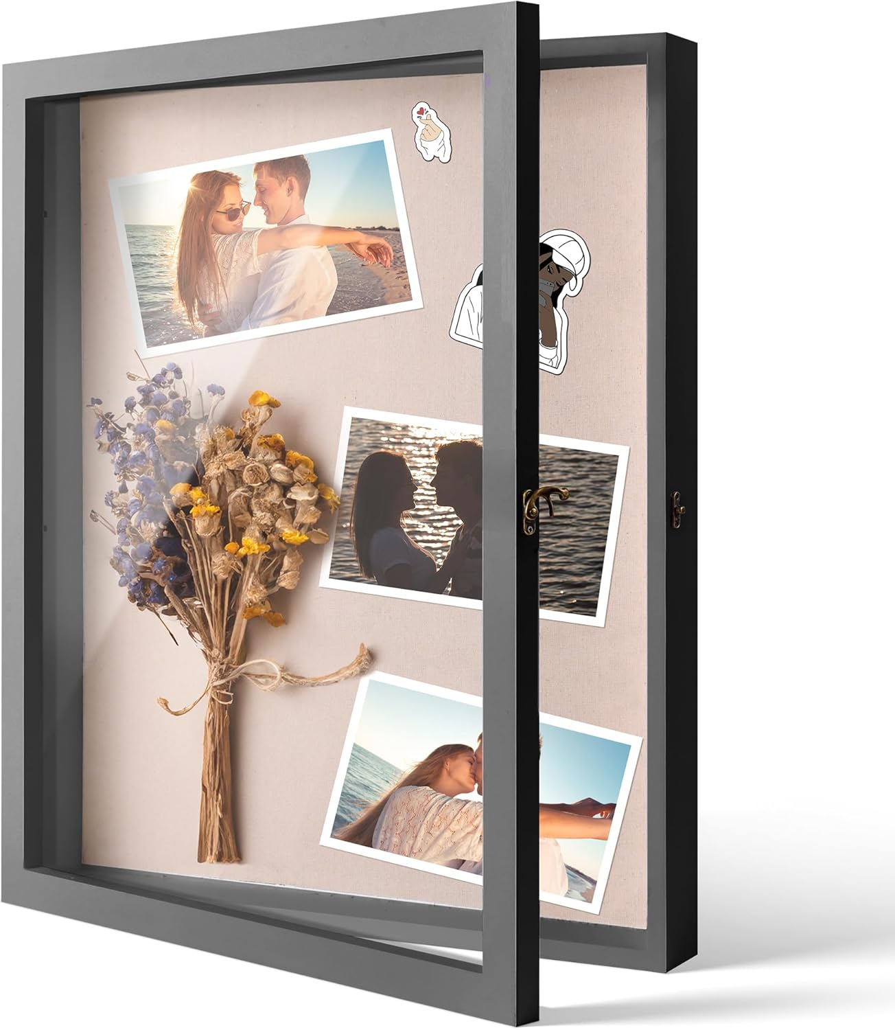 Black 16x20 Shadow Box Display Case with Door and Metal Lock N50384