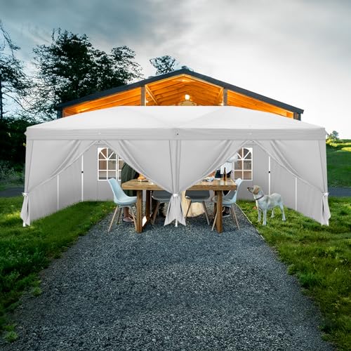 10x20ft Pop Up Canopy Tent with 6 SideWalls (Black) M35657