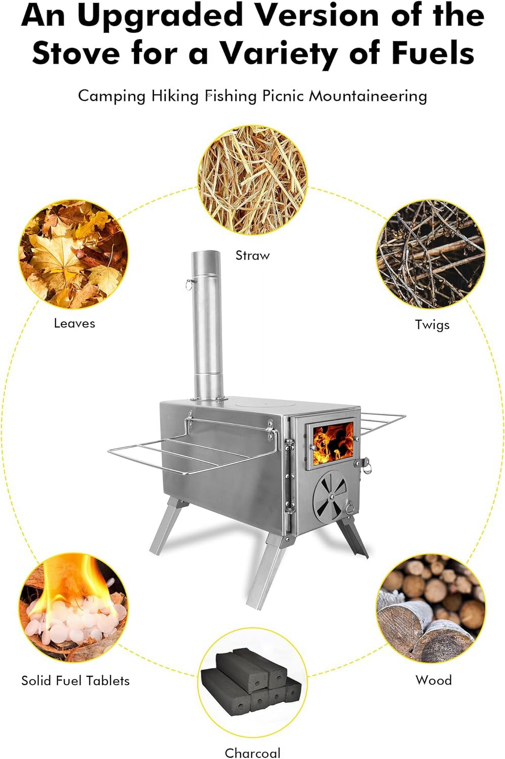 304 Stainless Steel Wood Burning Stove with Chimney Pipes B3653