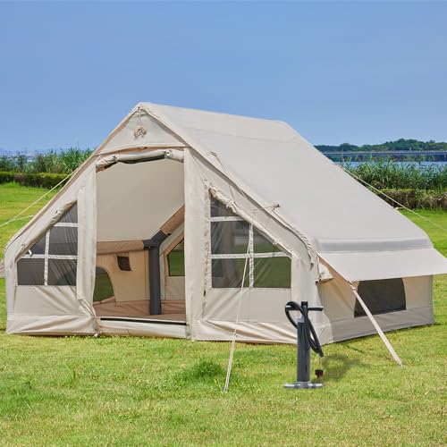 Inflatable Tent with Pump, 4-6 Person Instant Camping Tents, Waterproof with Mesh Windows X1517