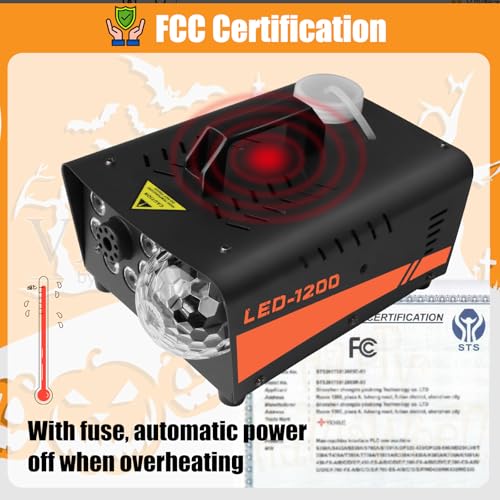1200W Black Fog Machine with Wireless Remote Control E73769