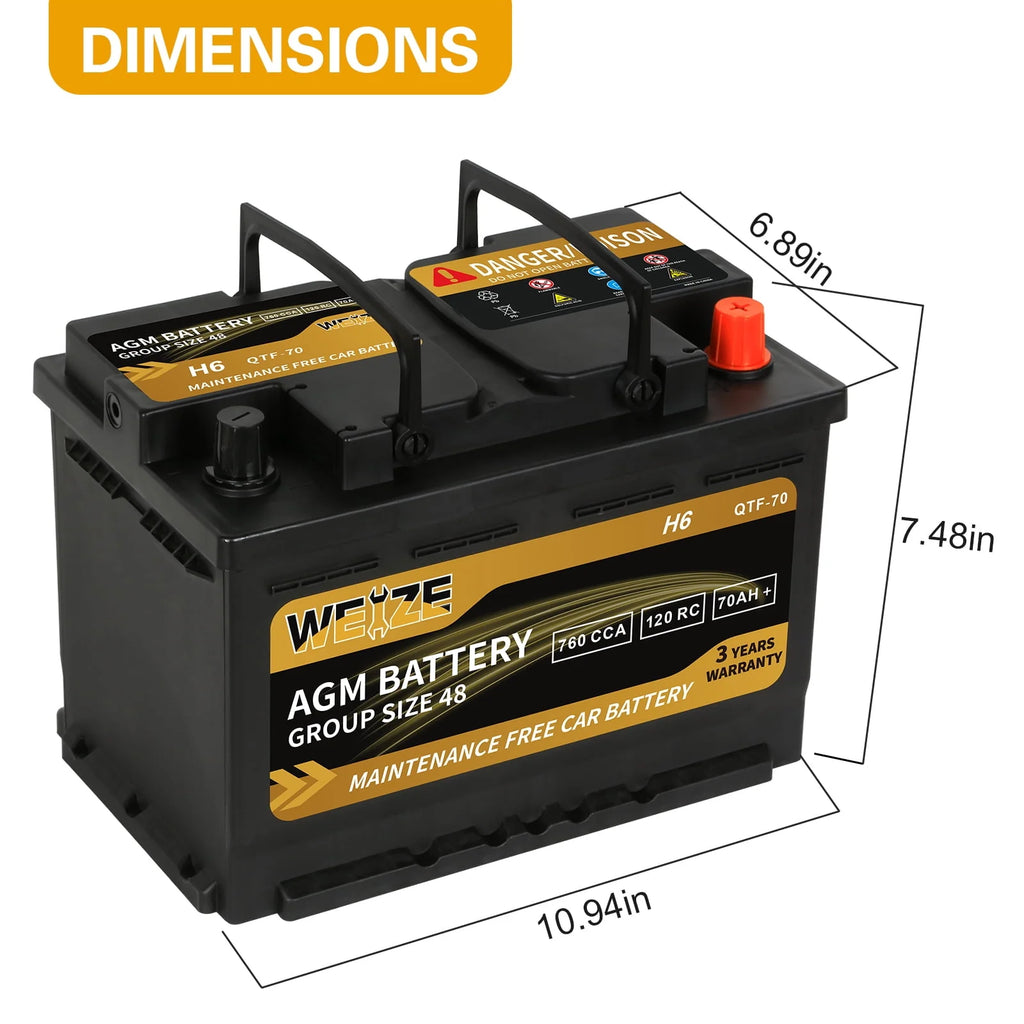 12v 80ah 140RC 850CCA AGM Automotive Battery I287