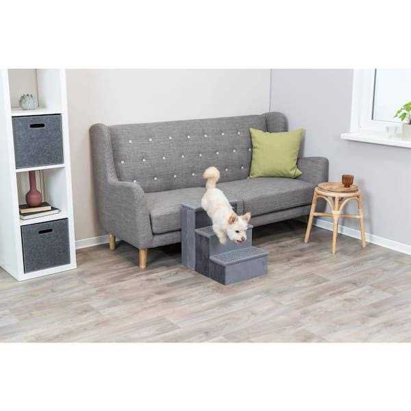Velour Foldable 3-Step Pet Stairs with Storage G7484