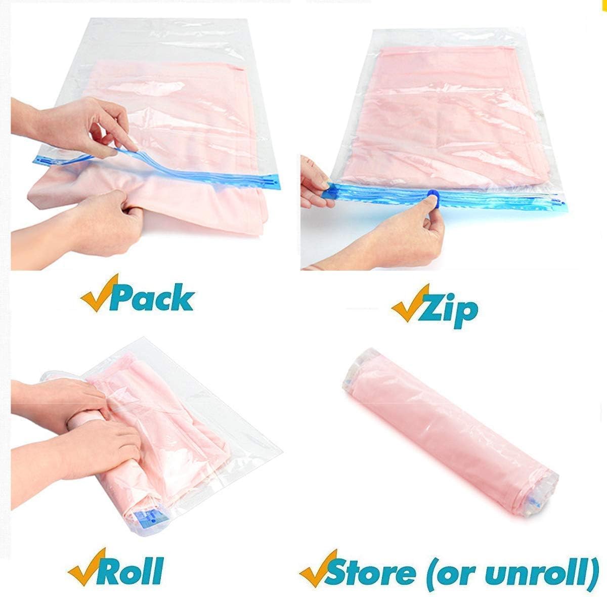 12 Pack Roll Up Reusable Vacuum Storage Bags (Jumbo×4, Large×4, Small×4) V70310