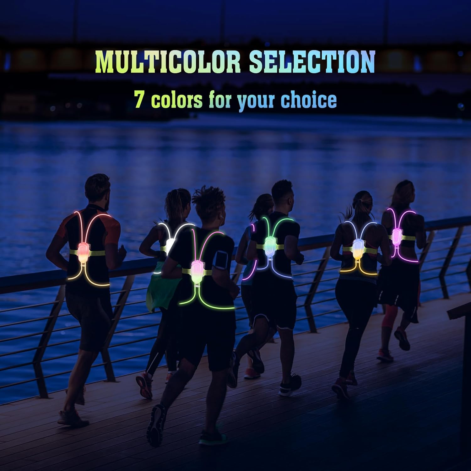 7 Lights Colors Rechargeable LED Reflective Vest G633