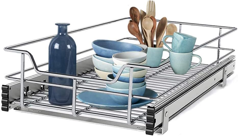 14”W x 22”D Chrome Plating Wire Sliding Drawer Storage P506
