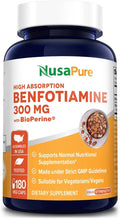Benfotiamine 300mg Capsules 180 Veggie Caps Non-GMO Vegan Gluten-Free Dietary Supplement N94730