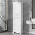 White Tall Bathroom Storage Cabinet with 2 Doors, 5 Shelves, 1 Drawer N324